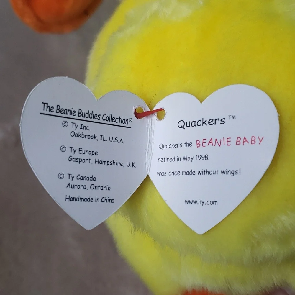 Quackers Buddy & Beanie Set 🦆Ty Plush Yellow Ducks🦆 Gift Toy Collectible, NWT - Picture 5 of 17
